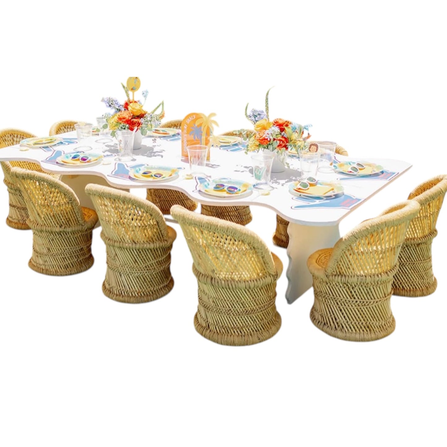 1) Wavy White Table